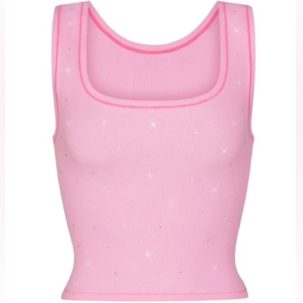 NWT - Skims X Swarovski Pink Cotton Ribbed Tank